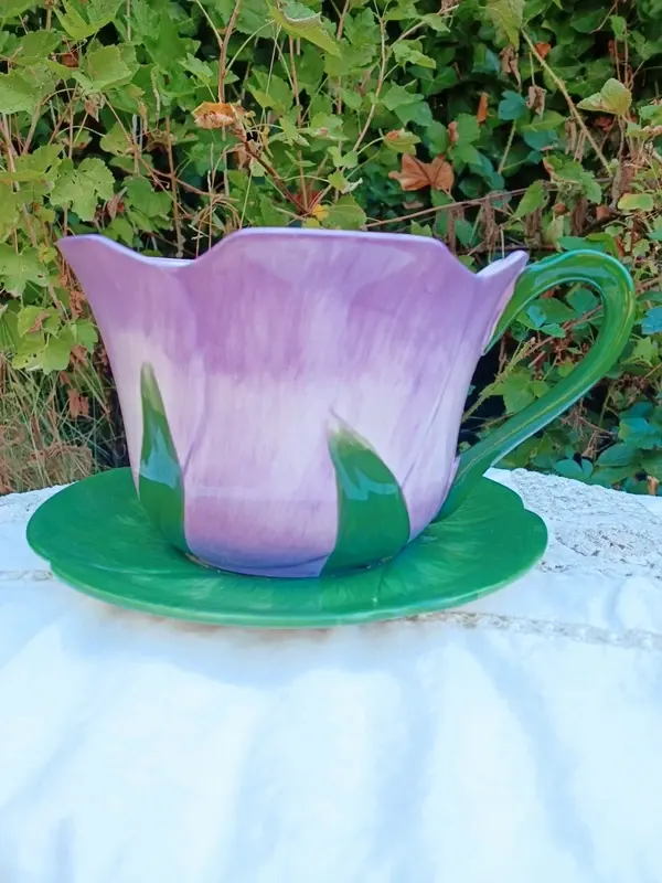 Géant Cache-pot vintage Tasse Tulipe Teleflora avec soucoupe - Années 80