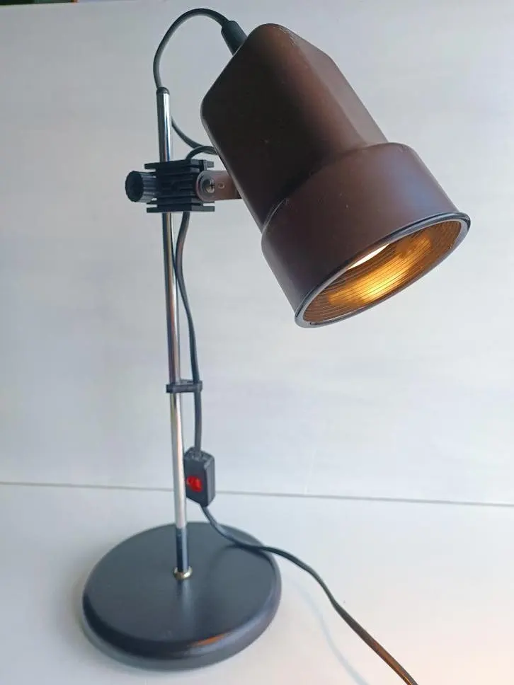 Lampe de bureau vintage années 1970 – métal brun et chrome — photo 1