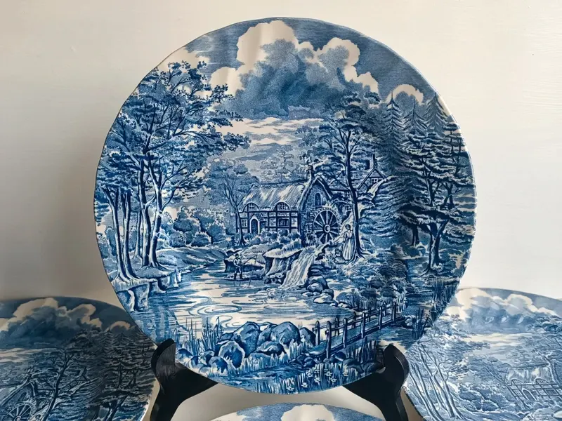 Lot de 6 assiettes plates vintage Myott Meakin England – Le Bleu du Moulin