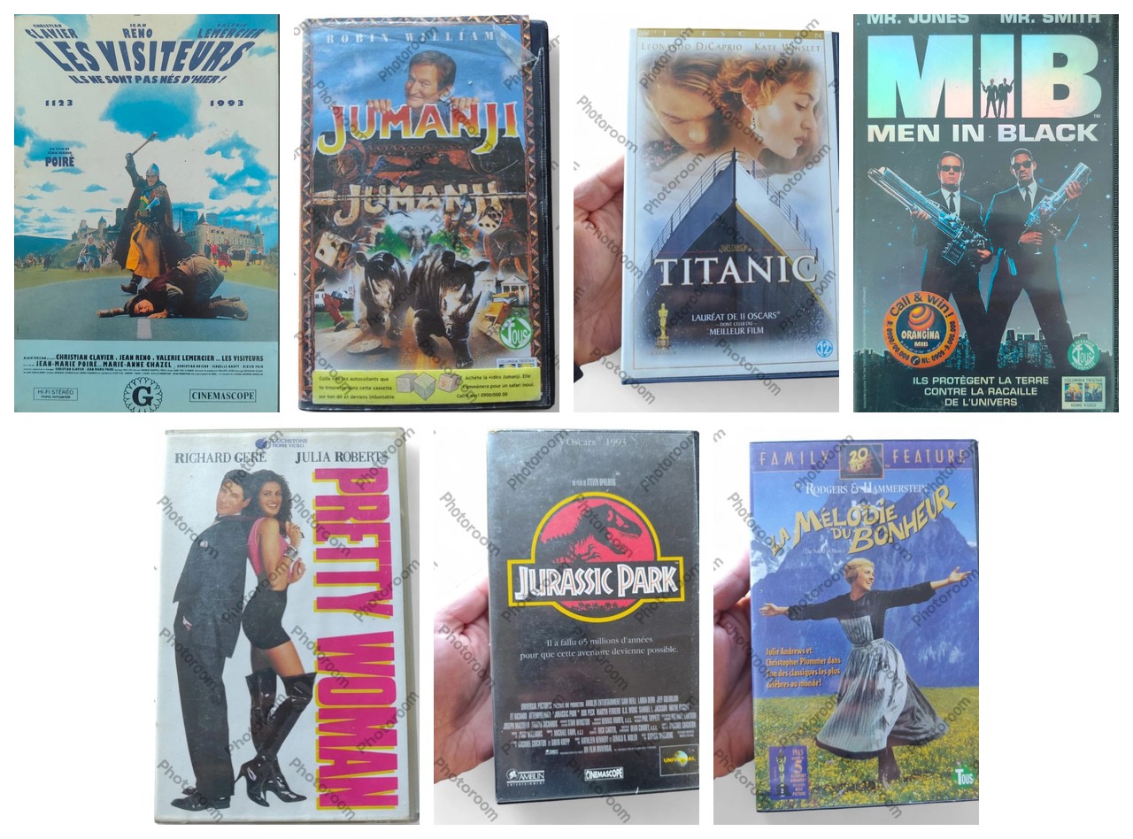 Lot de 7 cassettes VHS de films cultes des années 90