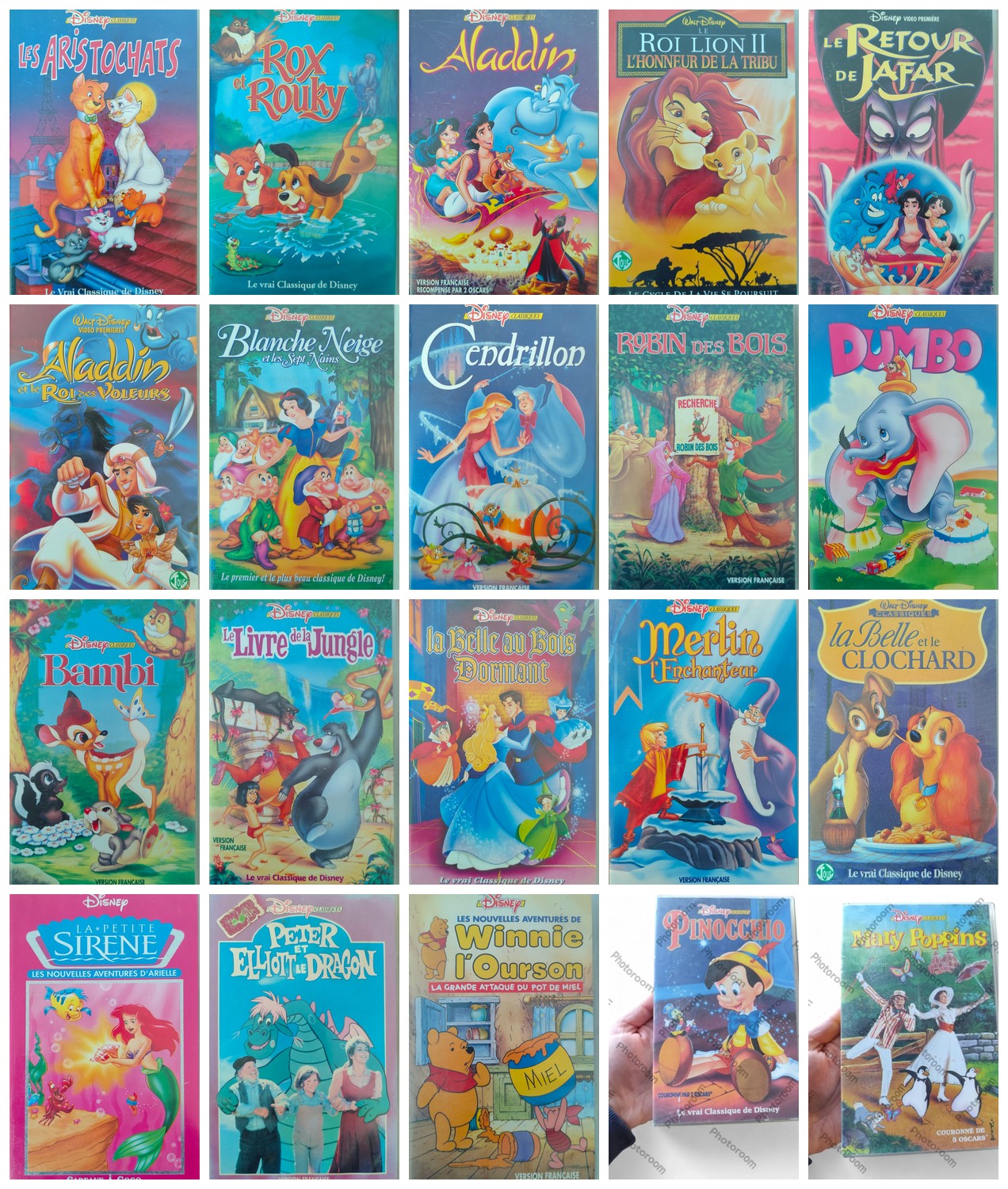 Lot de 20 cassettes VHS Disney en version française